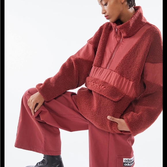 UO exclusive adidas shearling pullover jacket - Picture 3 of 4